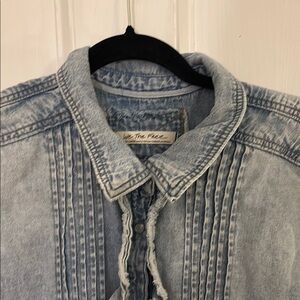 We The Free Faded Blue Denim Top
